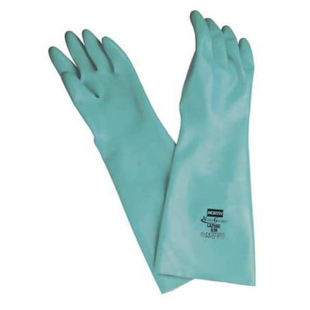 Honeywell North Chemical Resistant Gloves, Nitrile, 18 in L, 25 mil, Green, 10, 1 PR LA258G/10-H5