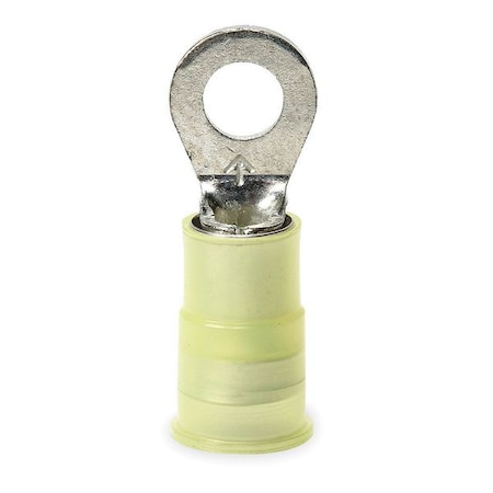 3M Ring Terminal, 1/4 in Stud Size, 10 AWG, 1,000 V, Nylon Insulated, Yellow, Crimp Termination Only MNG10-14R/SX