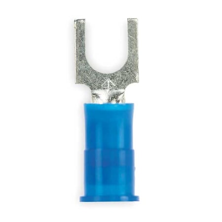 3M Fork Terminal, #8 Stud Size, 14 AWG, 600 V, Nylon Insulated, Blue, Crimp Termination Only, 100 PK MNG14-8FBX