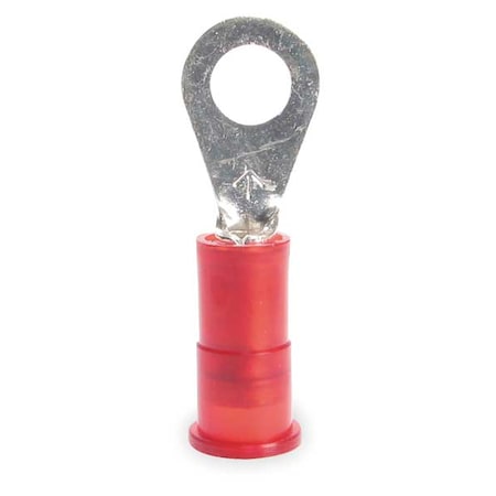 3M Ring Terminal, #8 Stud Size, 18 AWG, 1,000 V, Nylon Insulated, Red, Crimp Termination Only, 100 PK MNG18-8R/LX