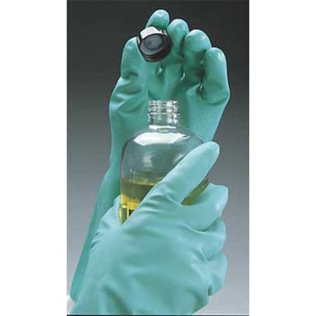 Mapa Chemical Resistant Gloves, Nitrile, 12 1/2 in L, 18.00 mil, Green, 9, 1 PR 34492179