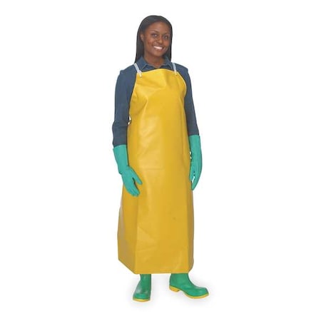 Ansell Bib Apron, Nylon/PVC, Yellow, 45 in, Universal 56-300