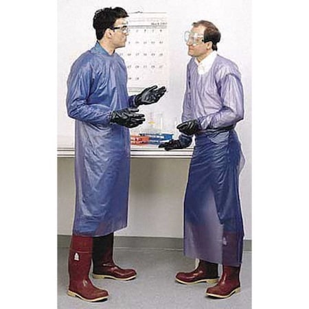 Ansell Apron, Vinyl, Blue, 54 in, L 56-910