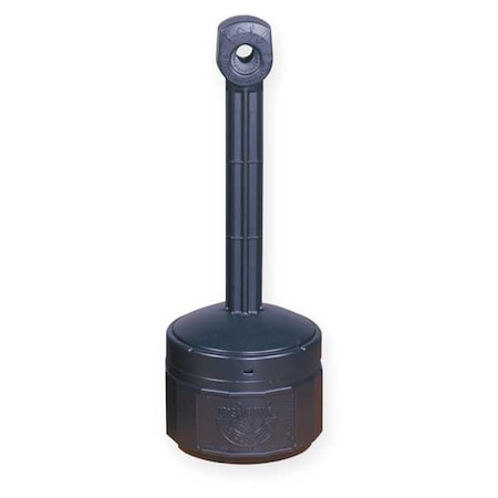 Justrite 1 Gal. Smokers Cease-Fire Cigarette Receptacle, Black 26806D