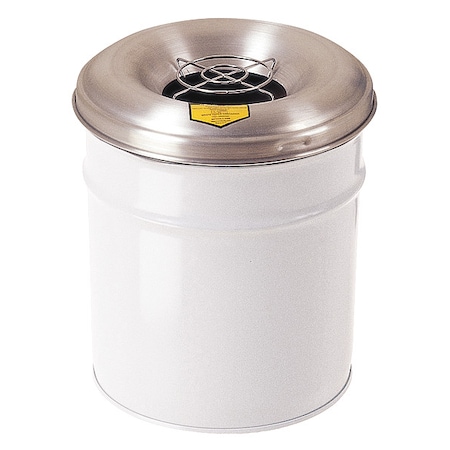 Justrite Cigarette Receptacle, White, 4.5 gal 26624W