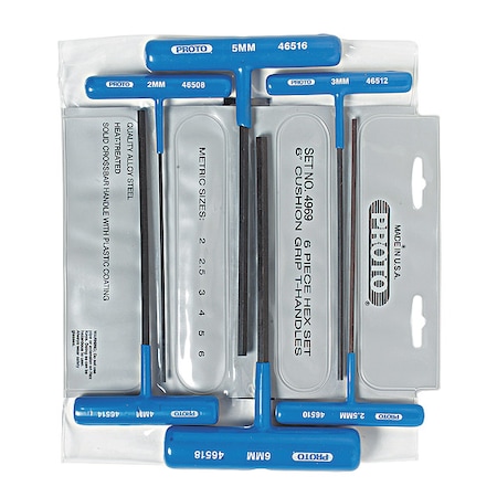 Proto 6 Piece Metric T-Shape Hex Key Set, J4969 J4969