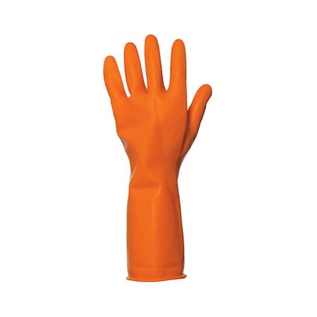 North Chemical Resistant Gloves, Natural Rubber Latex, 15 in L, 15 mil, Orange, 10, 1 PR ATCP1815/O/10