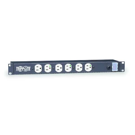 Tripp Lite Power Strip, Hospital Grade, Rack Mounted, 5-15R-HG, 5-15P-HG, 15 ft., Black RS-1215-HG