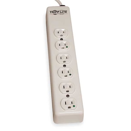 TRIPP LITE Outlet Strip, 15A, 6 Outlet, 15 ft., White PS-615-HG