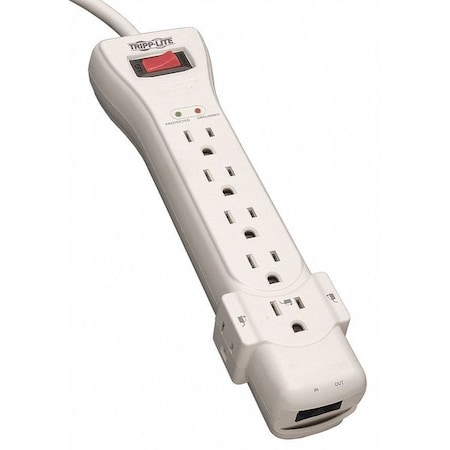 Tripp Lite Power Strip, Surge, 7 5-15R, 5-15P, 15 ft., Light Gray SUPER 7 TEL 15