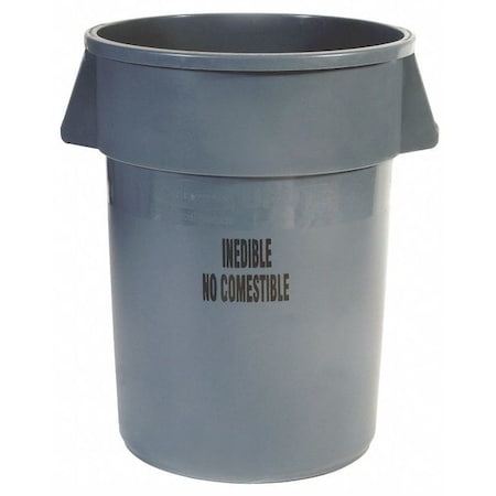 Rubbermaid Commercial BRUTE 44 gal Round Heavy Duty Plastic Can, Gray, None, Plastic, Not Applicable FG264356GRAY