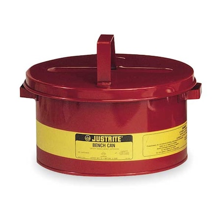 Justrite Bench Can 2 gal Steel Can, Steel Plunger, 9 3/4 in Dasher Plate Dia., Red 10575