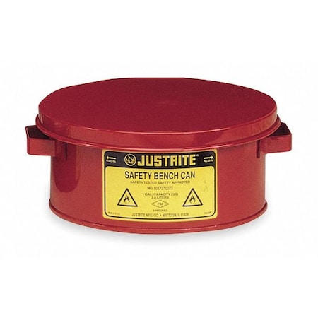 Justrite Bench Can 1 gal Steel Can, Steel Plunger, 7 1/2 in Dasher Plate Dia., Red 10375