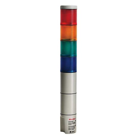 Federal Signal Tower Light Incandescent Assembly, 120V AC, Amber, Blue, Clear, Green, Red, 2 3/16 in Dia. MSL4-120