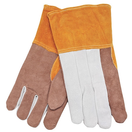 Mcr Safety Foundry Welding Gloves, Gauntlet Cuff, Wing Thumb, Premium Cowhide, XL, 1 PR 4550