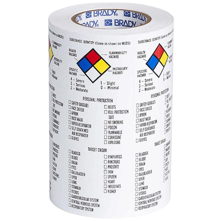 Brady Vinyl NFPA Label, 8"H X 3"W, PK500 121162