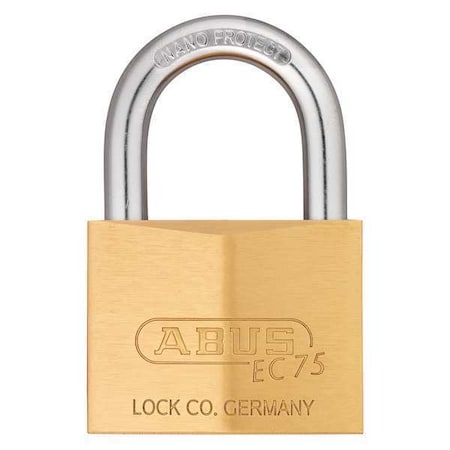 Abus Padlock, Keyed Different, Standard Shackle, Square Brass Body, Steel Shackle, 15/16 in W 75/60 KD