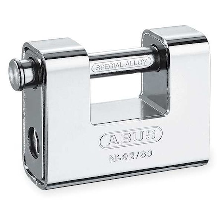 Abus Padlock, Keyed Different, Shutter Shackle, Brass Body, Steel Shackle, 1 9/16 in W 92/80 KD