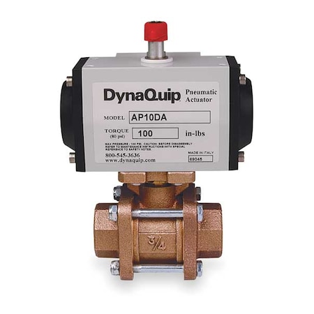 DYNAQUIP CONTROLS 1" FNPT Bronze Pneumatic Ball Valve Inline PVA65AMSR06312A