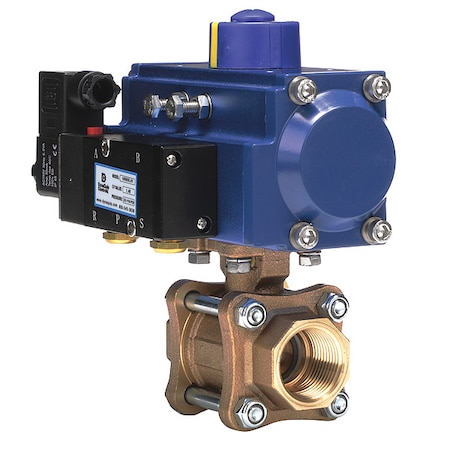 Dynaquip Controls 1" FNPT Bronze Pneumatic Ball Valve Inline PVA65AMDA052A