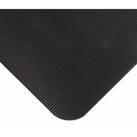 Wearwell Antifatigue Mat, 5 ft L x 3 ft W, 5/8 in Thickness, Vinyl, Ribbed, Black 720