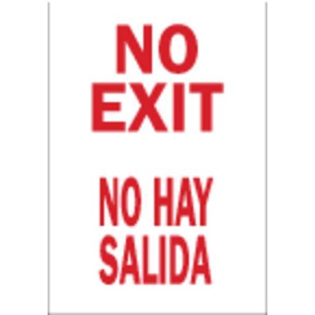 Brady Exit Sign, Plastic, 10" W, 14" H, No Exit/No Hay Salida, White 38799