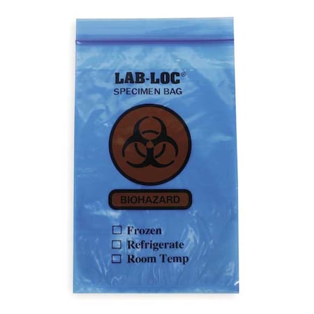 Zoro Select Specimen Transfer Bag, 6 In. W, PK1000 LAB20609BE