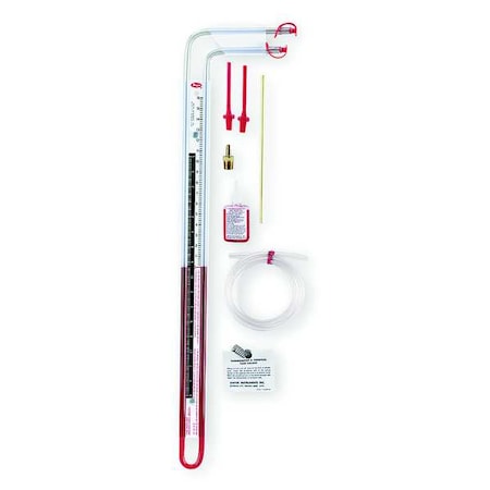 Dwyer Instruments Dual range U-inclined manometer, 0-16" w.c. vertical, .20-0-2.6" inclined. (English units) 1227