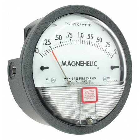 Dwyer Instruments Differential pressure gage, range 0-2.0" w.c., minor divisions .05. 2002