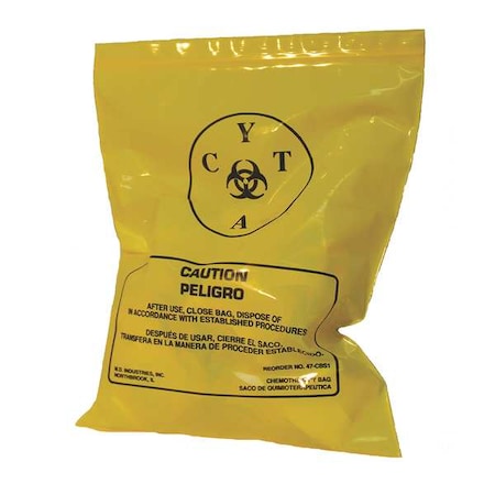 Zoro Select Chemo Waste Bags, 0.5 gal., Yellow, PK100 3UAD5