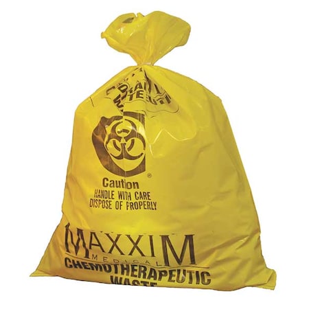 Zoro Select Chemo Waste Bags, 14 gal., Yellow, PK100 WYCB142233
