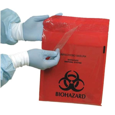 Zoro Select Biohazard Bags, 1 gal., Red, PK100 MRWB142324