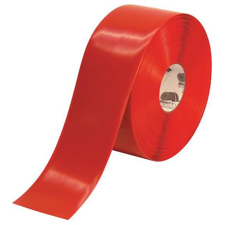 Mighty Line Floor Marking Tape, vinyl, No Legend, Red, 4 in W., 55 mil Thickness 4RR