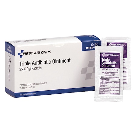 First Aid Only Triple Antibiotic Ointment, 0.5g, PK25 G-460/LAB