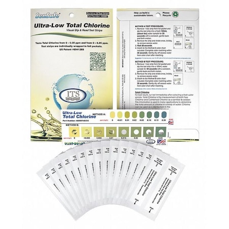 Industrial Test Systems Test Strip, Ultra-Low Total Chlorine, PK30 480007