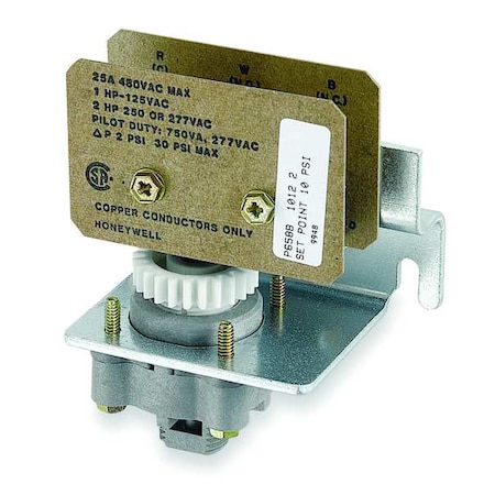Honeywell Pneumatic-Electric Switch, Panel, Barb Fitting for 1/4 OD Plastic Tubing P658B1012/U