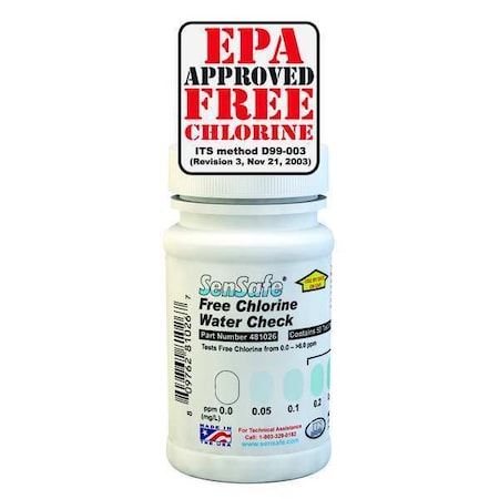Industrial Test Systems Test Strips, Free Chlorine, 0 to 6.0ppm, PK50 481026