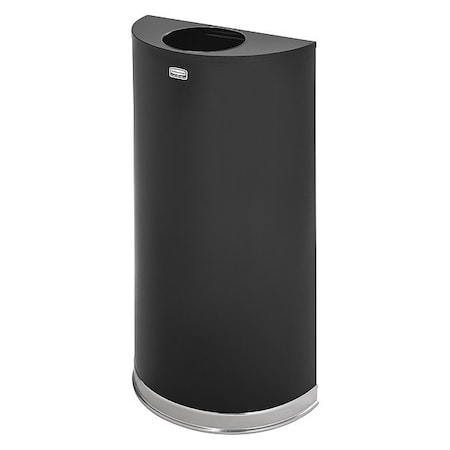 Rubbermaid Commercial Half Round 12 gal Half-Round Indoor Metal Can, Black, None, Steel, Not Applicable FGSO1220PLBK