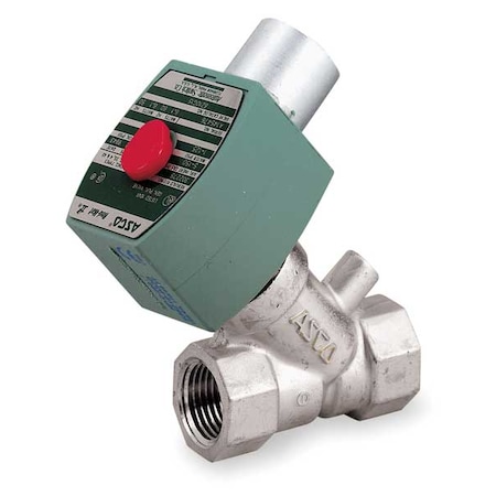 Asco Solenoid Valve, 2-Way, 2-Position, Normally Closed, 3/8 in Pipe Size, 24V DC, High Flow, NBR 8210G036