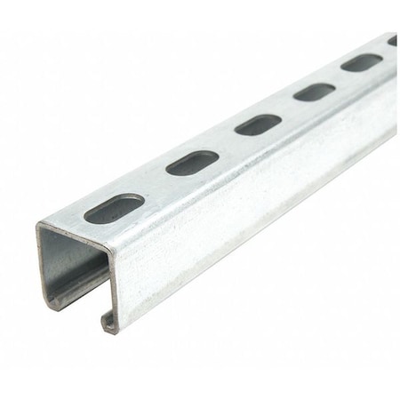 Zoro Select Single Channel Strut, Slotted, Steel, Galvanized, 9/16 in x 1-1/8 in Hole Size, Silver FS-200SS PG 120.00