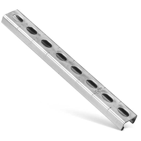 Kindorf Single Channel Strut, Slotted, Steel, Electroplated, 9/16 in x 7/8 in Hole Size, Silver B 907HS 20 EG