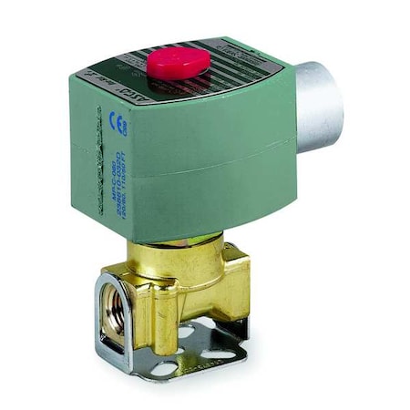Asco Solenoid Valve, 2-Way, 2-Position, Normally Open, 1/2 in Pipe Size, 24V DC, High Flow, Brass, NBR 8210G034