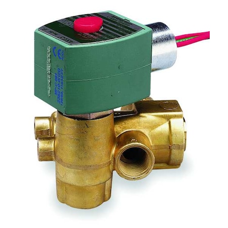 Asco Solenoid Valve, 3-Way, 2-Position, Normally Closed, 3/8 in Pipe Size, 120V AC, Quick Exhaust, Brass 8321G002