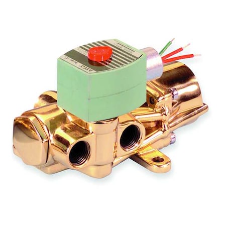REDHAT 120V AC Brass Solenoid Valve with Manual Operator, 1/2 in Pipe Size 8344G074MO