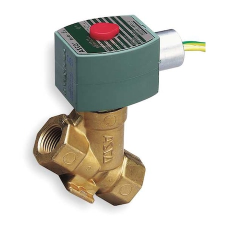 Asco Solenoid Valve, 2-Way, 2-Position, Normally Closed, 1/2 in Pipe Size, 120V AC, High Temperature 8222G047