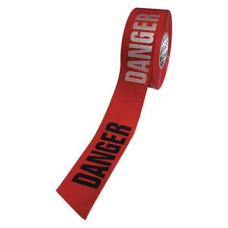 Zoro Select Barricade Tape, Danger, Red, 3 in Wide x 1,000 ft Length, Polyethylene, 3 mil RB3103R21-200