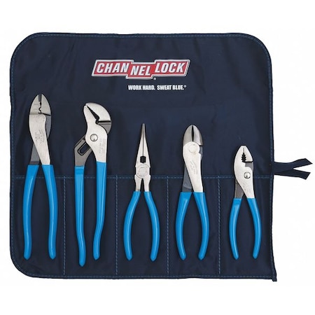 CHANNELLOCK 5 Piece Gift Sets Plastic Grip Plier Set Dipped Handle TOOL ROLL 1