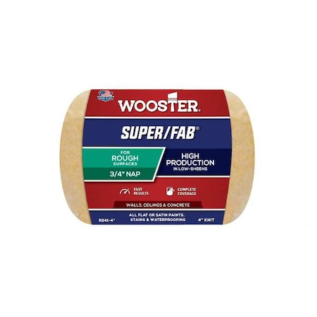 Wooster 4" Paint Roller Cover, 3/4" Nap, Knit Fabric R241-4
