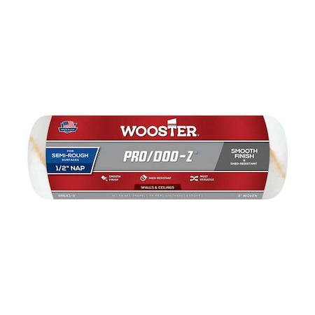 Wooster 9" Paint Roller Cover, 1/2" Nap, Woven Fabric RR643-9