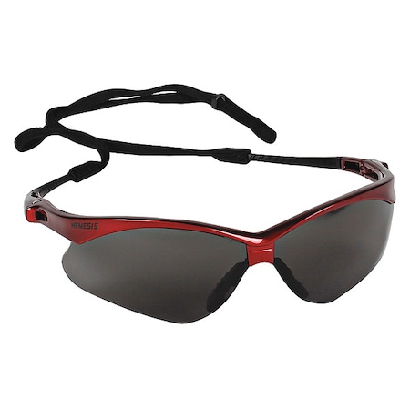 Kleenguard V30 Nemesis Safety Glasses, Anti-Fog, Scratch-Resistant, Wraparound, Red Half-Frame, Gray Lens 22611